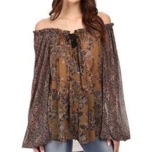 Free People Hendrix Floral Sheer Blouse Size X-Large